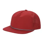 5-Panel Waterproof Hat W/ Rope - RED