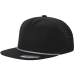5-Panel Waterproof Hat W/ Rope - BLACK