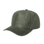 5 Panel Leather Cap - OLIVE
