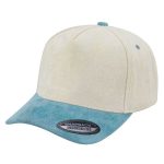 SUEDE HAT - 5 Panel - TAN/SKY