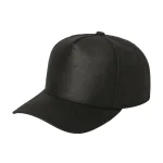 5 Panel Leather Cap - BLACK