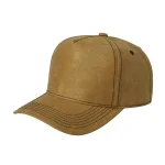 5 Panel Leather Cap - BROWN