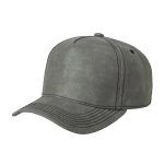 5 Panel Leather Cap - GRAY