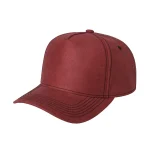 5 Panel Leather Cap - WINE