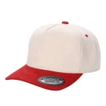 SUEDE HAT - 5 Panel - TAN/RED