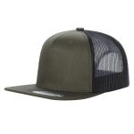 6 PANEL FLAT BILL - Olive/blk