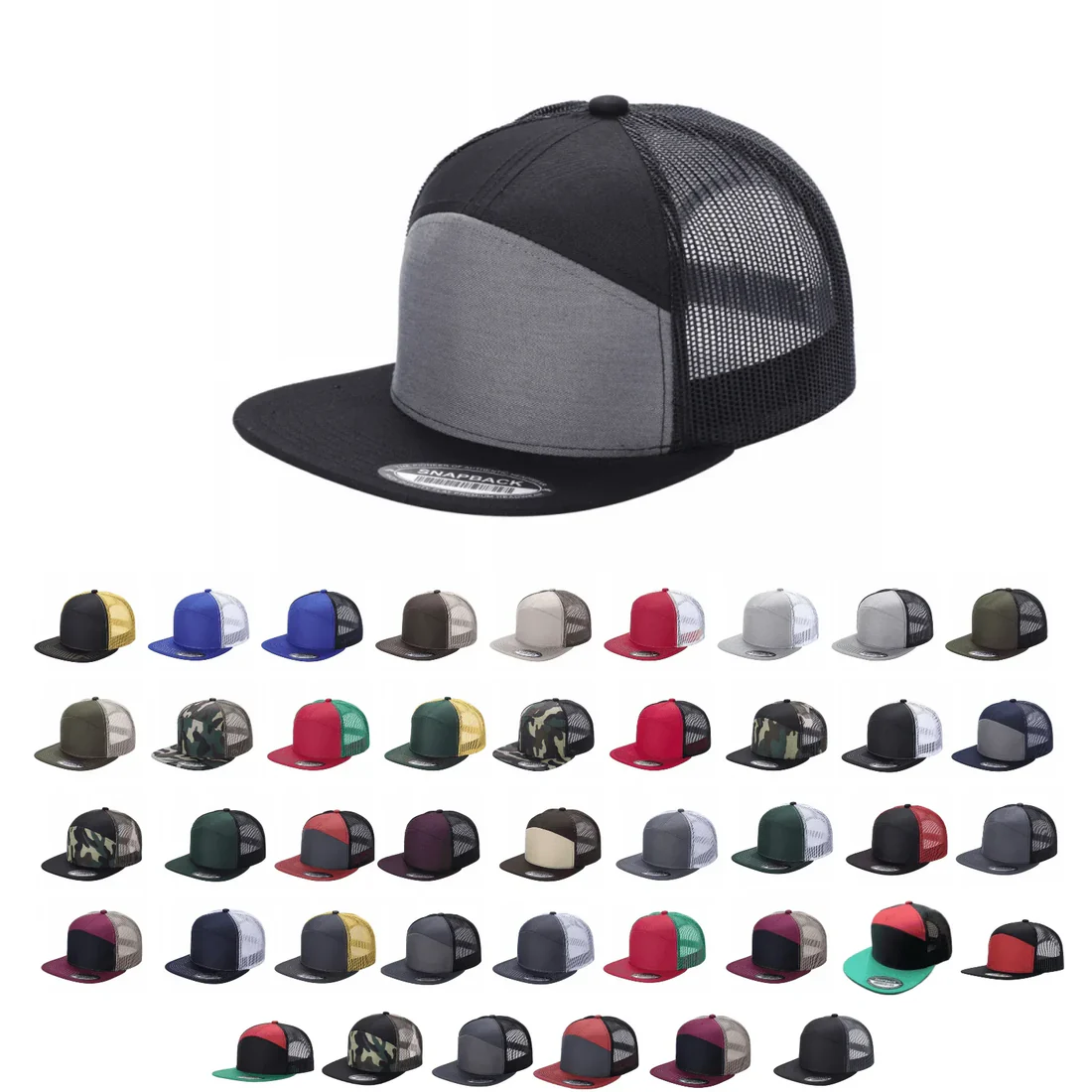 7 Panel Flat Bill Trucker Cap - Image 3