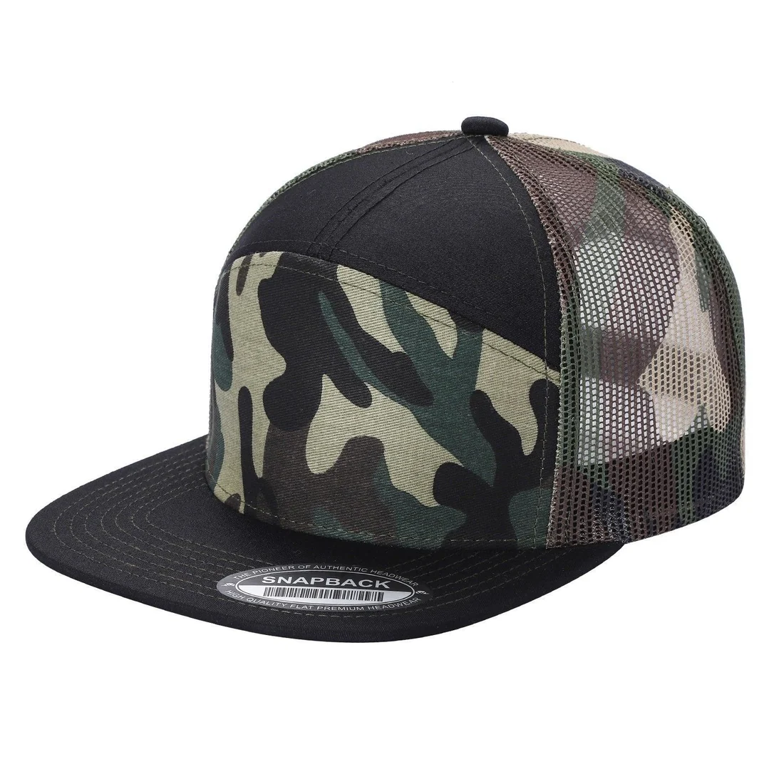 7 Panel Flat Bill Trucker Cap - Image 45