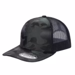 6 Panel Trucker Mesh Snapback - CAMO-OLIVE/BLK