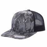 6 Panel Trucker Mesh Snapback - CAMO-D.GREY/BLK