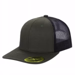 6 Panel Trucker Mesh Snapback - Olive/blk