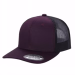6 Panel Trucker Mesh Snapback - D.wine/blk