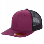 6 Panel Trucker Mesh Snapback - Wine/black
